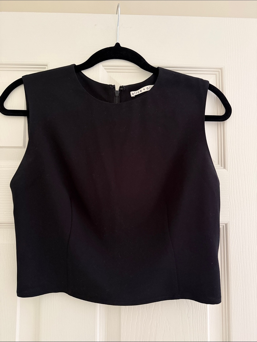 Alice + Olivia Black Sleeveless Cropped Top